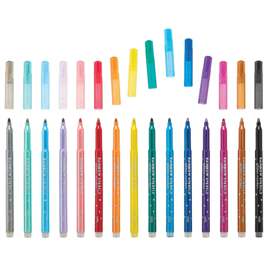 Ooly Rainbow sparkle glitter tusjer, 15 stk