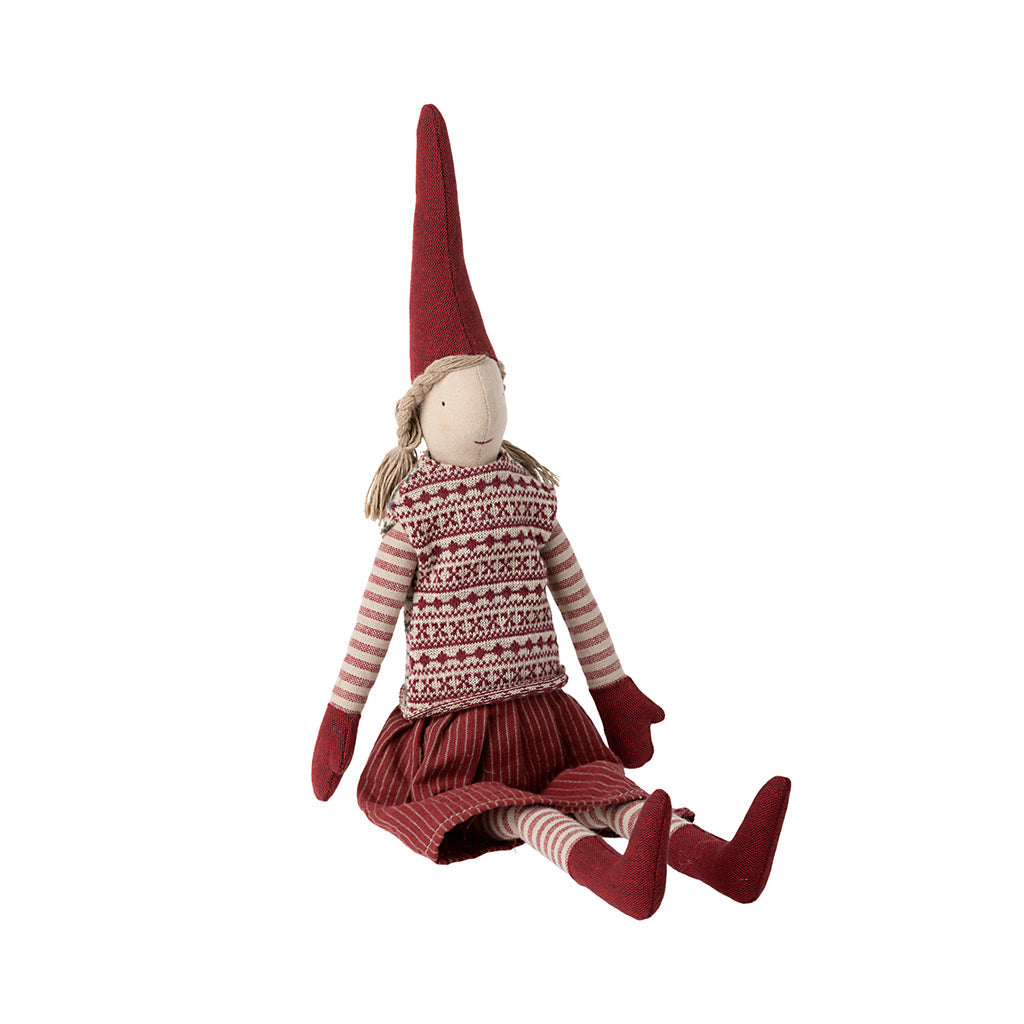 Maileg Medium nisse, Jente m. stripet skjørt