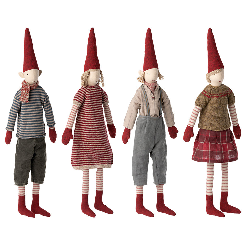 Maileg Maxi nisse, Jente m. rutete skjørt - 61 cm