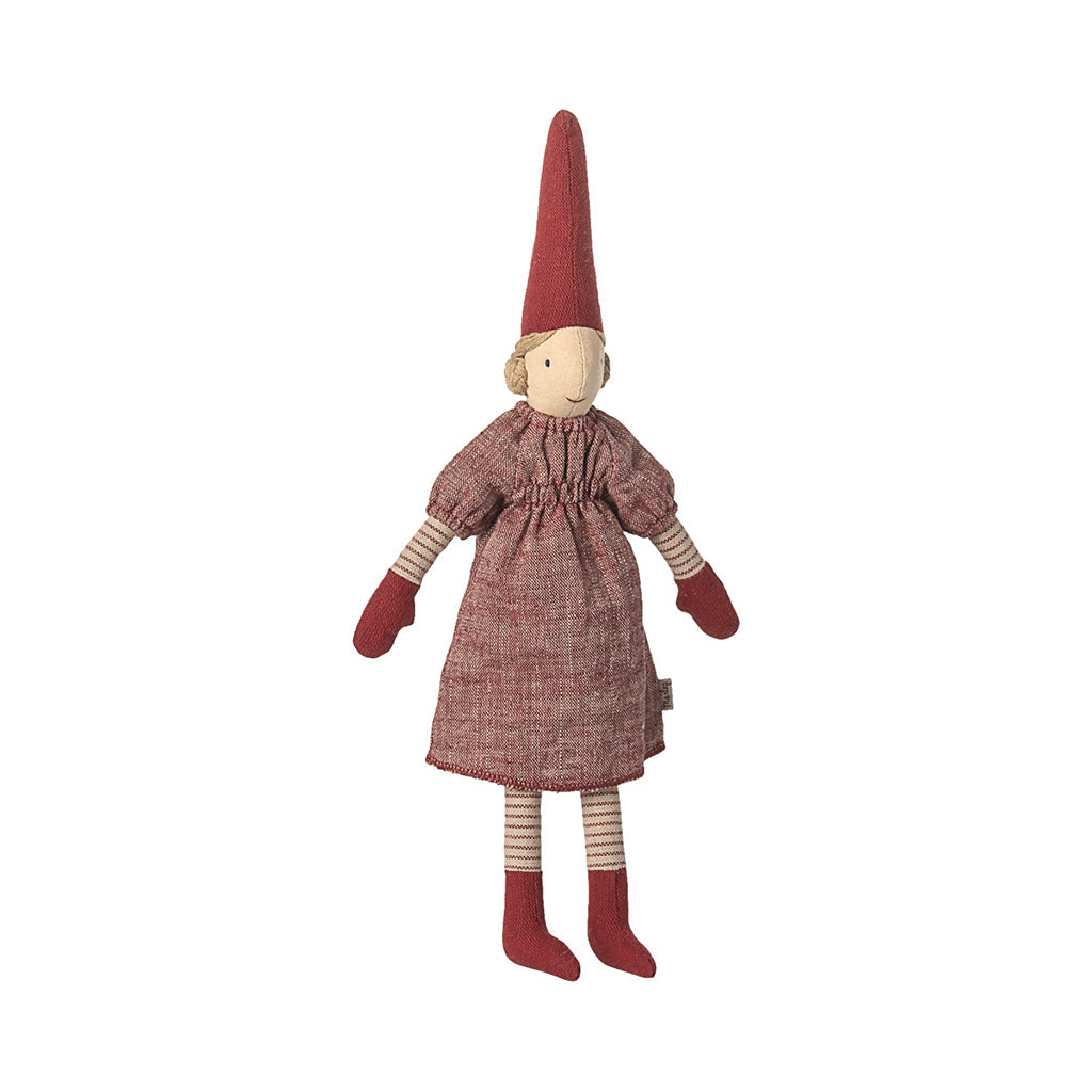 Maileg Nisse, Str. 2, Jente - Rød kjole