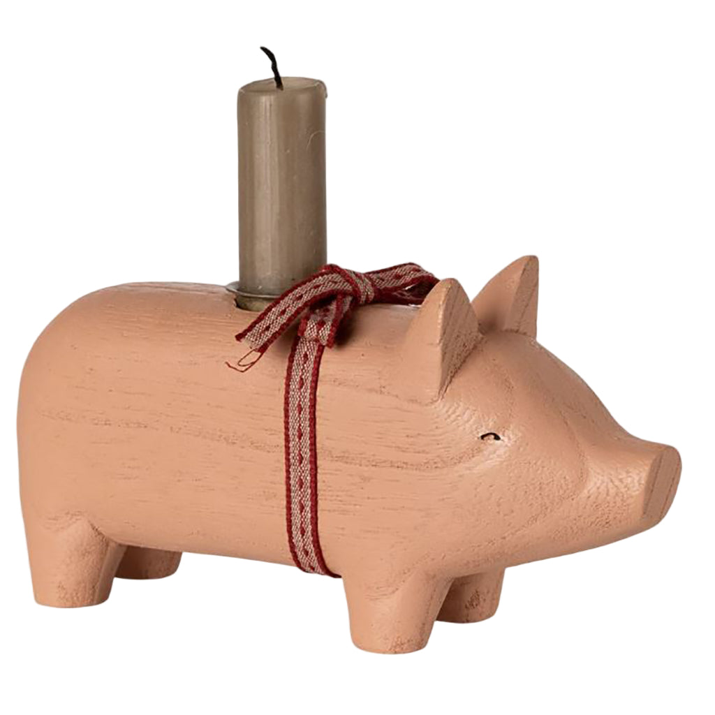 Maileg Lysestake, Medium gris - Rosa