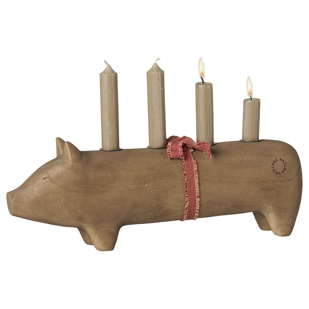 Maileg adventslysestake, stor gris - natur