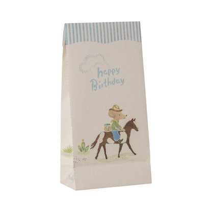 Maileg papirpose, Happy birthday cowboy – 12 stk.