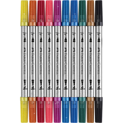 Faber-Castell, dobbeltsidige tusjer med glimmer, eske med 10 stk.