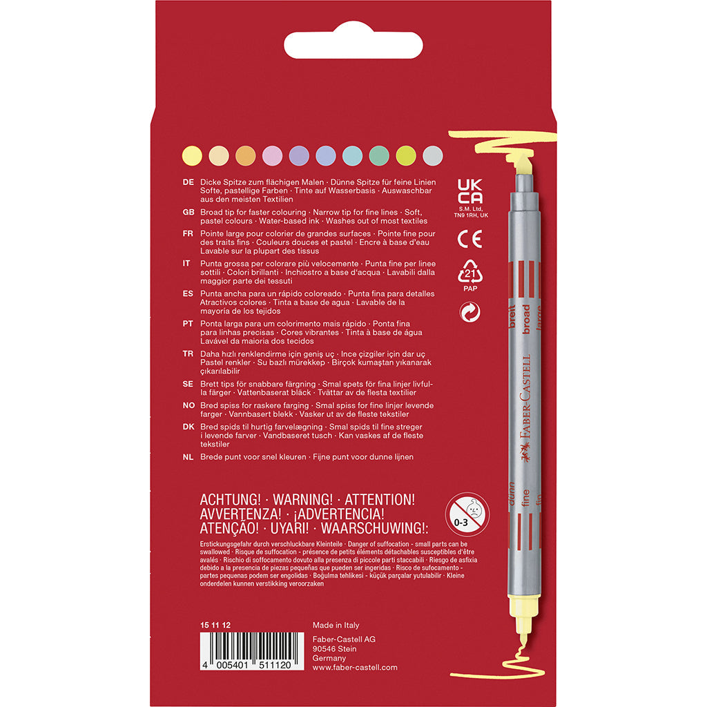 Faber-Castell, Dobbel tusjer med tykk og tynn spiss - 10 stk.