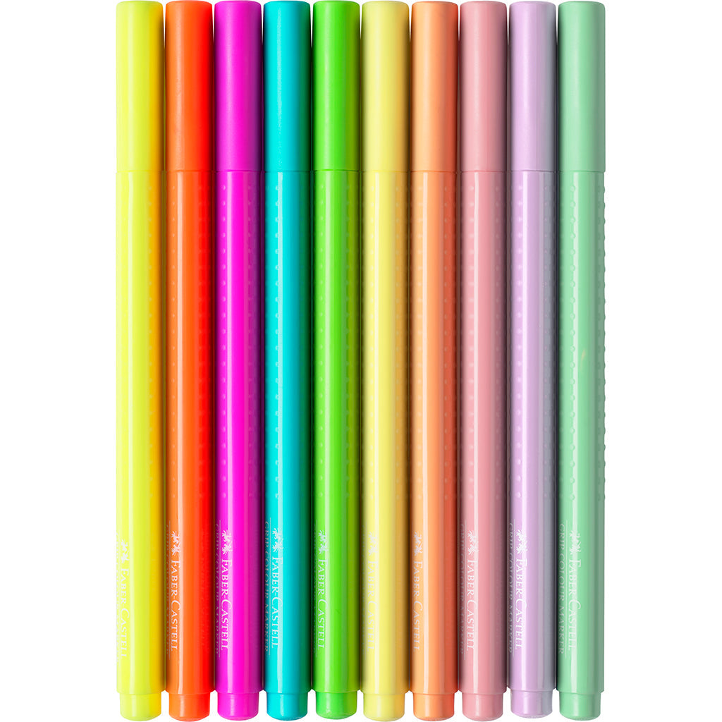 Faber-Castell, Grip tusjer, Neon og pastell - 10 stk.