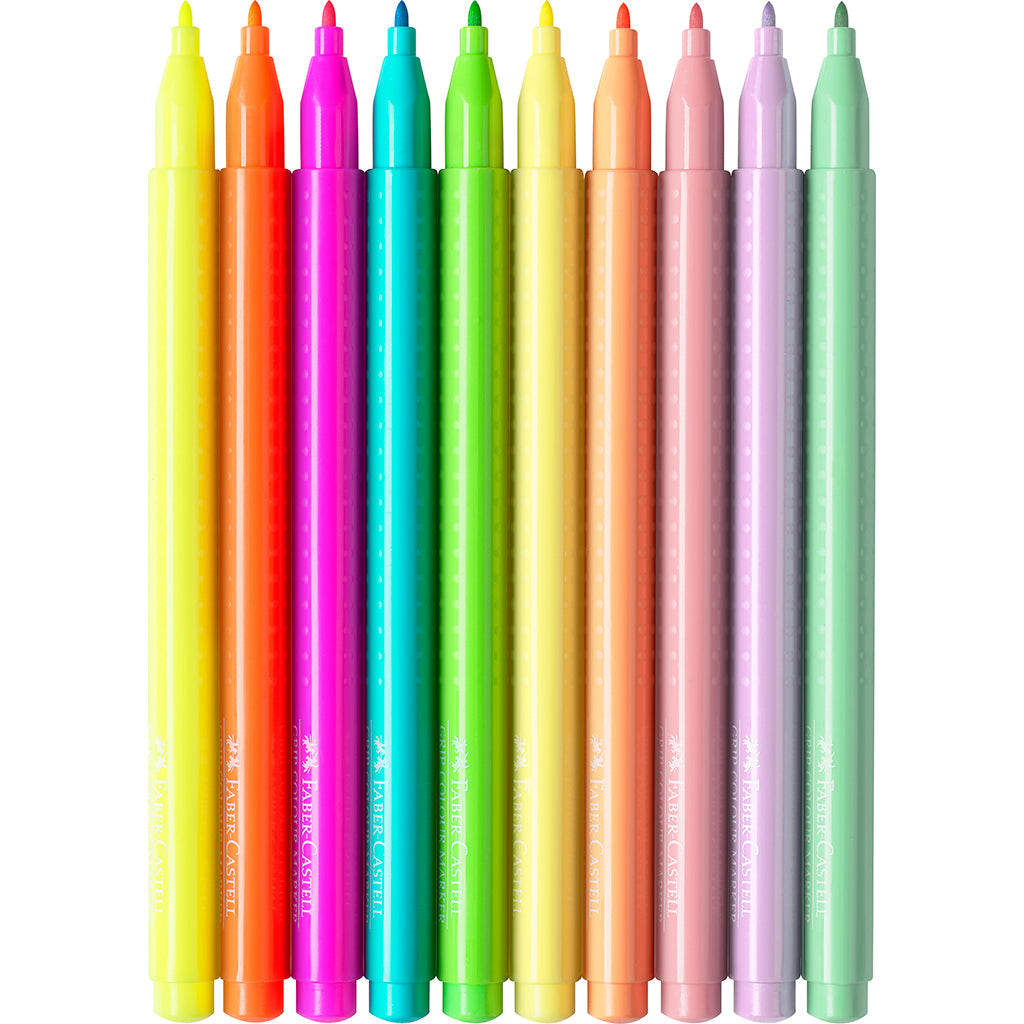Faber-Castell, Grip tusjer, Neon og pastell - 10 stk.