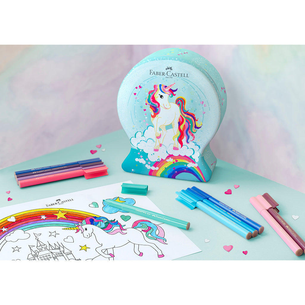 Faber-Castell, Metalletui med 33 filttusjer - Enhjørning.