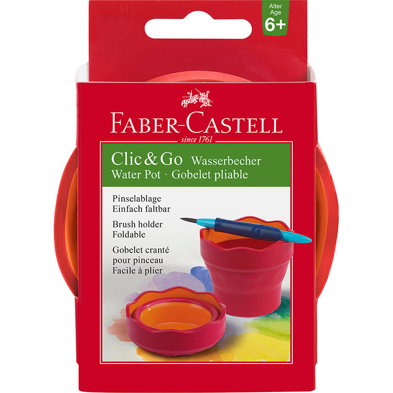 Faber-Castell vannkopp click &amp; go - rød