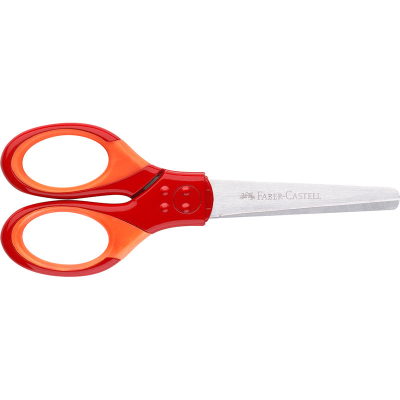 Faber-Castell barne-saks m. til høyre og venstre hånd inkl etui - rød