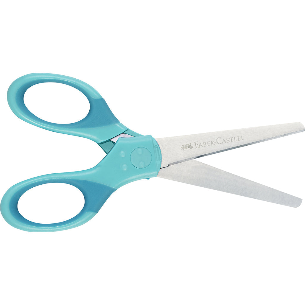 Faber-Castell barnesaks for både høyre- og venstrehendte, inkl. etui – turkis