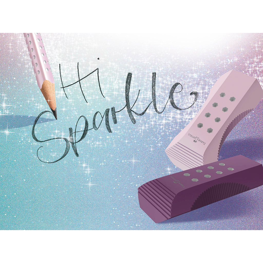 Faber-Castell viskelær med glitter, 3 ass. farger