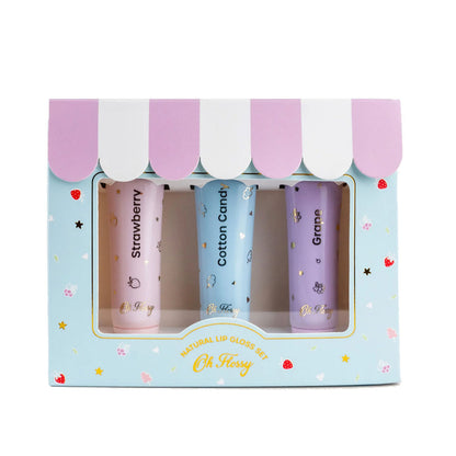 Oh Flossy Naturlig Lip Gloss til barn, Sett med 3 farger