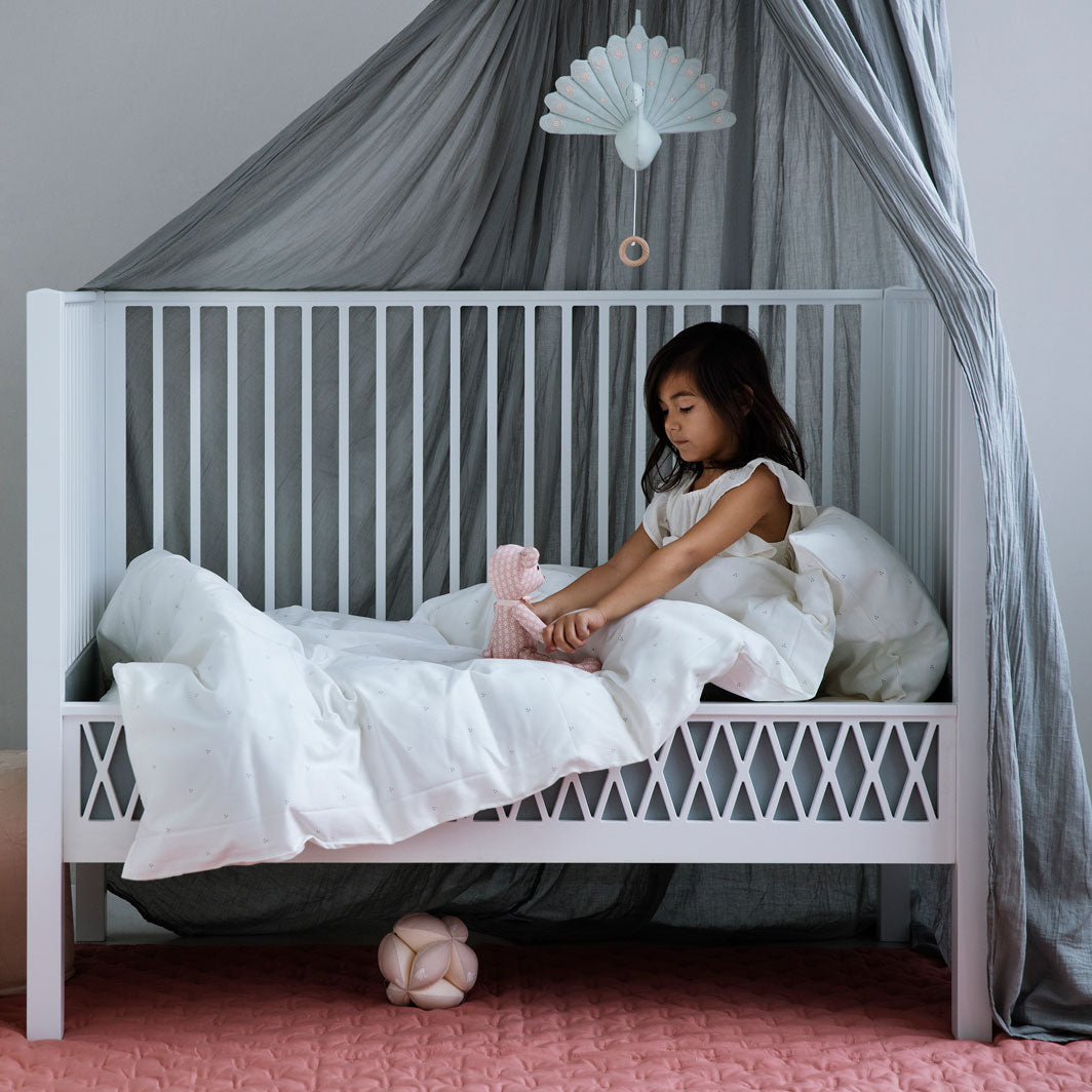 Cam Cam Harlekin baby sprinkelseng, Hvit