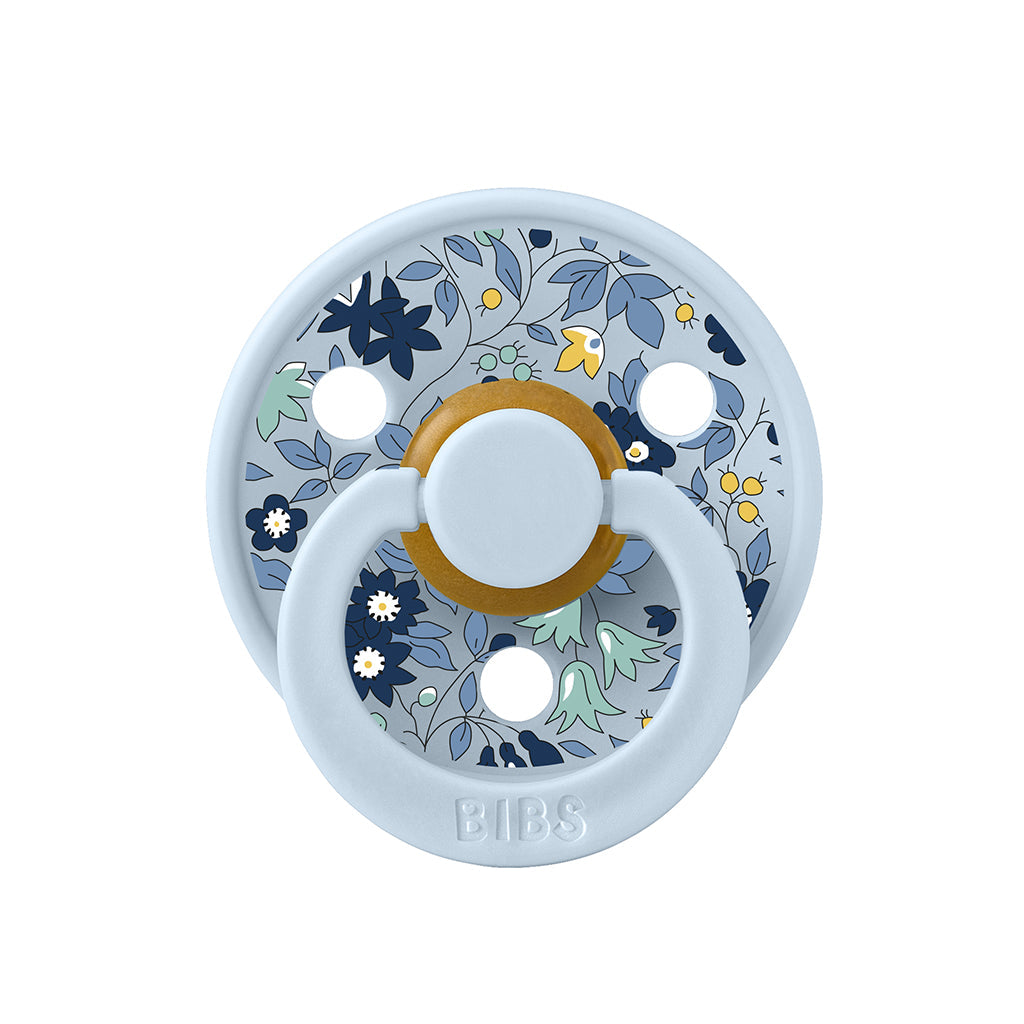 Bibs Liberty, 2-pk Colour, smokker i naturgummi, str. 2 - Chamomile Lawn - Baby Blue Mix