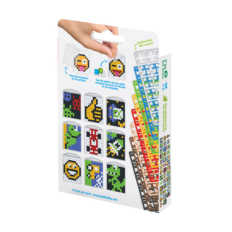 Pixel mosaic nøkkelring, mini mosaikkperler, 3 stk - Cool