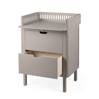 Sebra stellebord i tre, 2-i-1 design med skuffer - Jetty beige