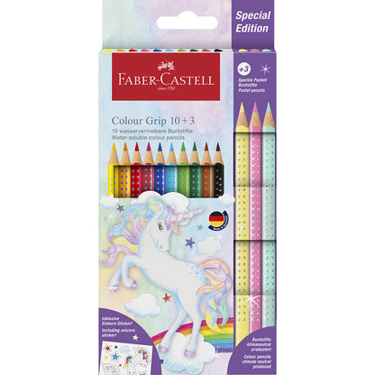 Faber-Castell, 10 +3 Grip Unicorn fargeblyanter, Sparkle