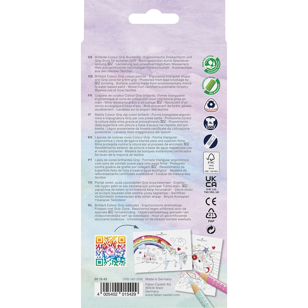 Faber-Castell, 10 +3 Grip Unicorn fargeblyanter, Sparkle