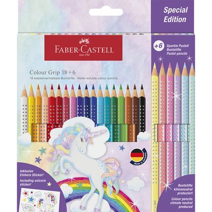 Faber-Castell, 18+6 Grip Unicorn fargeblyanter, Sparkle