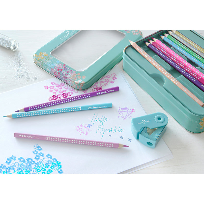 Faber-Castell Sparkle, 20 fargeblyanter i eske + spisser