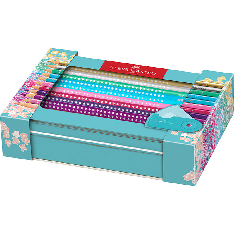 Faber-Castell Sparkle, 20 fargeblyanter i eske + spisser