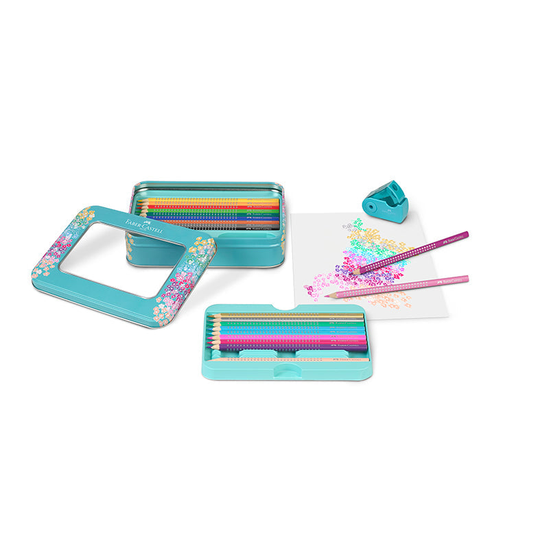 Faber-Castell Sparkle, 20 fargeblyanter i eske + spisser