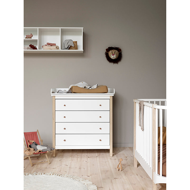 Oliver Furniture Wood Stellekommode m. 4 skuffer, eik