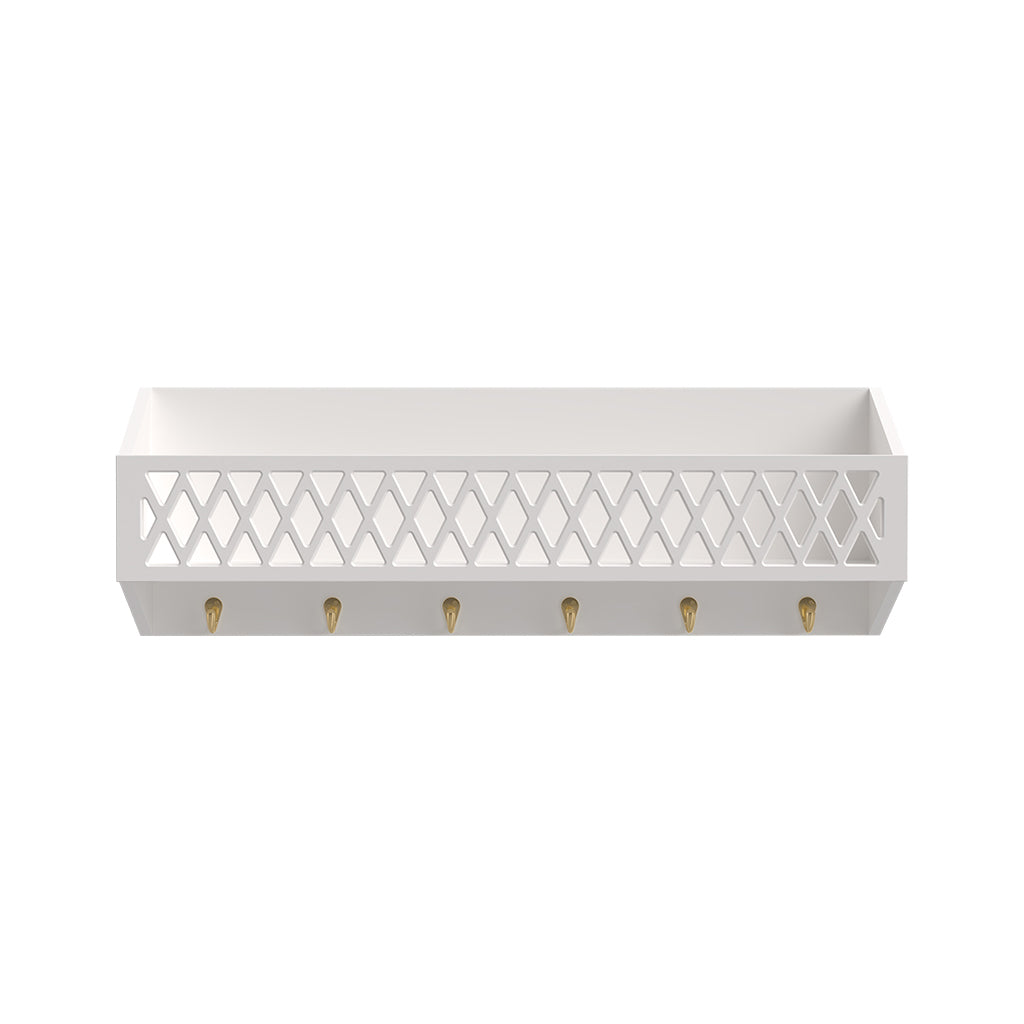 Cam Cam Harlequin hylde med kroge - White