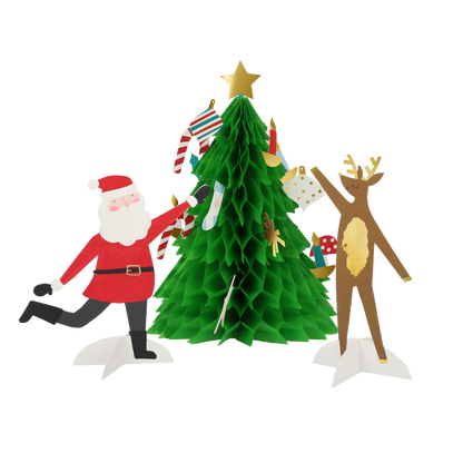 Julekort med festlig honeycomb-juletre