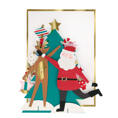 Julekort med festlig honeycomb-juletre