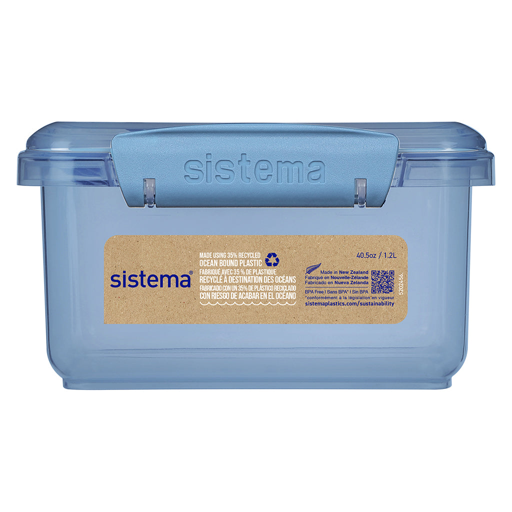 Sistema Lunch plus To Go, matboks med 1 rom og bestikk - Mountain blue