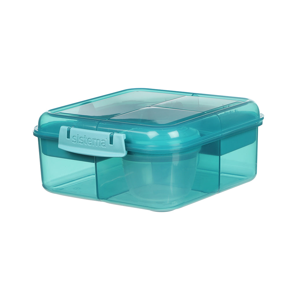 Sistema Bento Cube To Go, matboks med 5 rom og en beholder - Teal stone