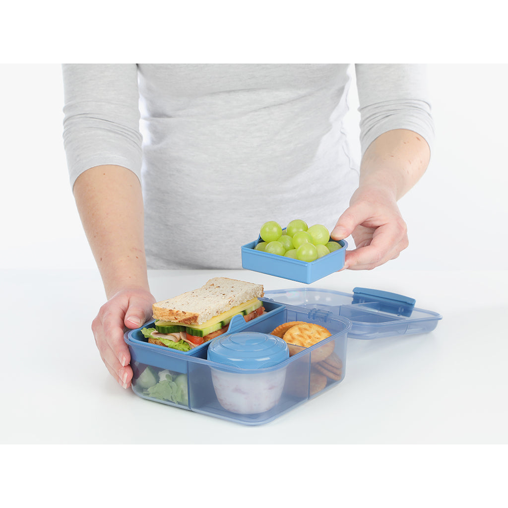 Sistema Bento Cube To Go, matboks med 5 rom og en beholder - Mountain blue