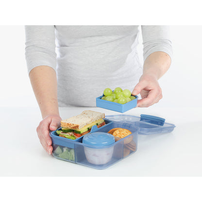 Sistema Bento Cube To Go, matboks med 5 rom og en beholder - Mountain blue