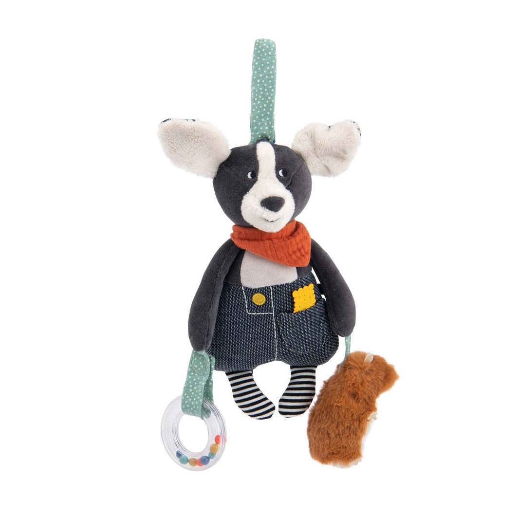 Moulin Roty Aktivitetsbamse med oppheng – Hunden Puce