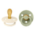 Bibs 2-pak sutter i naturgummi, str 2, Ivory og Sage