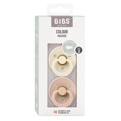 Bibs 2-pk, smokker i naturgummi, str. 2 - Ivory/Blush