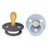 Bibs 2-pak sutter naturgummi, str 2, Iron og Baby blue