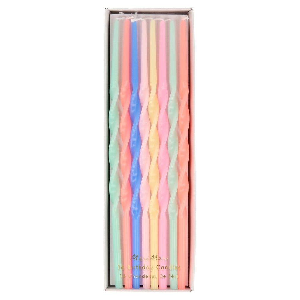 Meri Meri kagelys, Mixed twisted - 16 stk