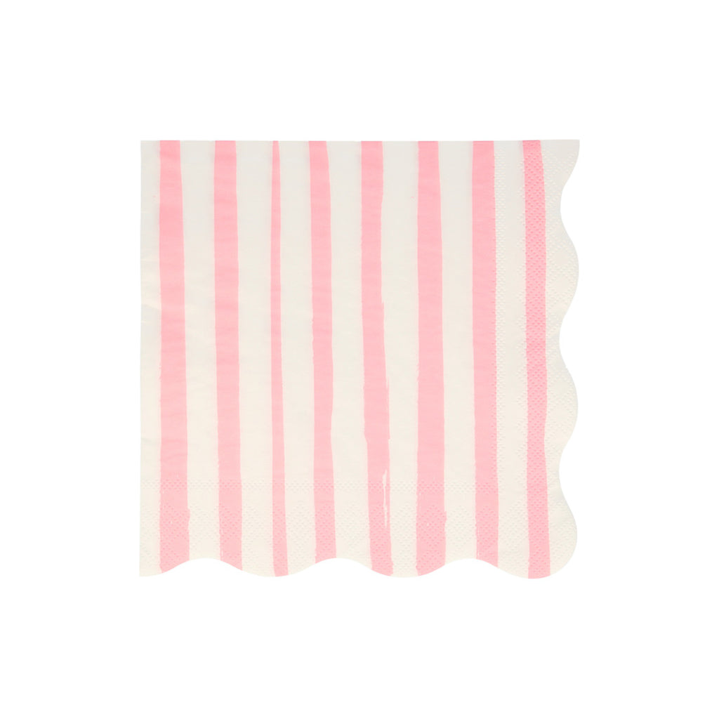 Meri Meri servietter str. L, Pink stripe - 16 stk.