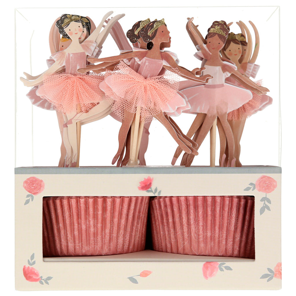 Meri Meri cupcake sæt ballerina, 24 forme med flæser og tre ballerinaflag