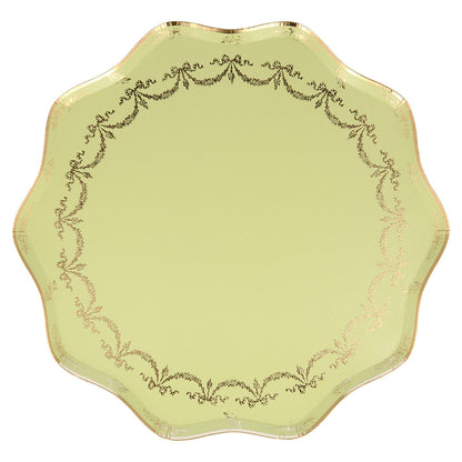 Meri Meri paptallerken, Ladurée Paris, 8 stk. gul med guldfarvet mønster