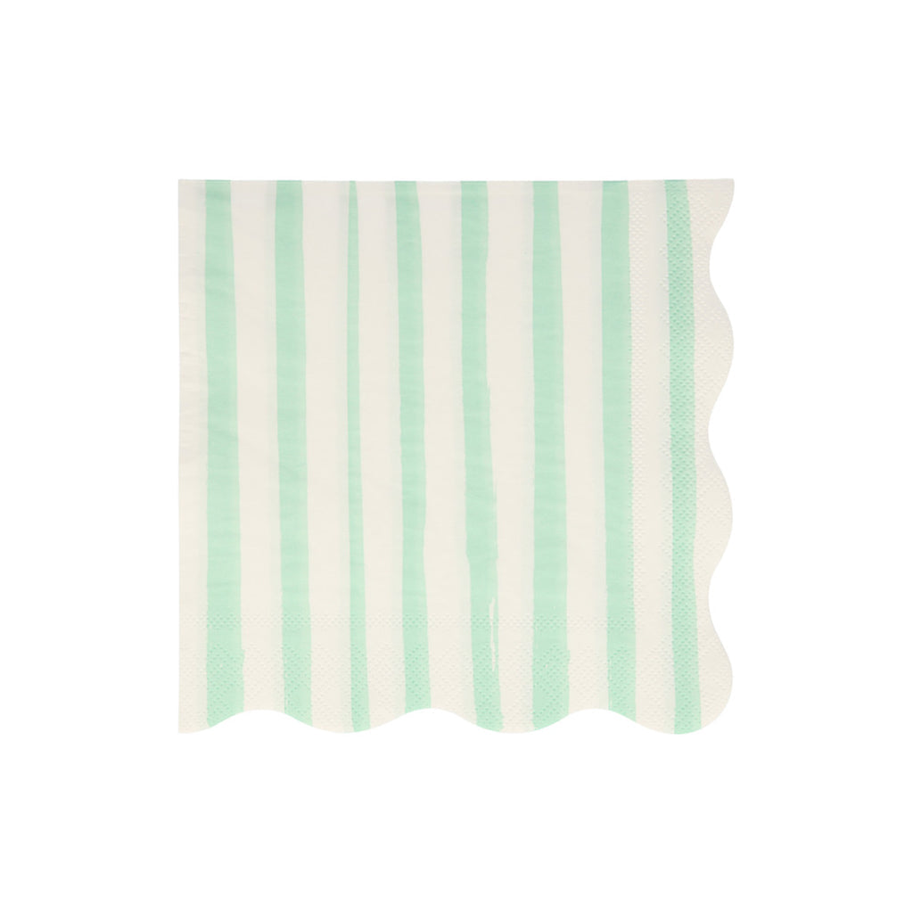Meri Meri servietter str. L, Mint stripe - 16 stk.