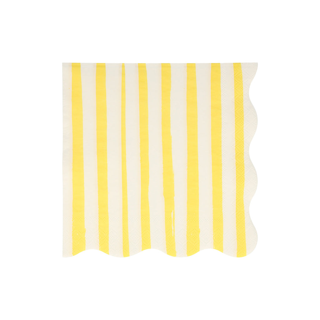 Meri Meri servietter str. L, Yellow stripe - 16 stk.