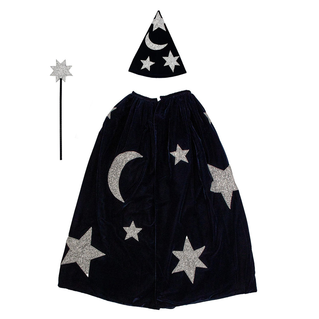 Meri Meri udklædning, Troldmandskostume - Blue velvet wizard
