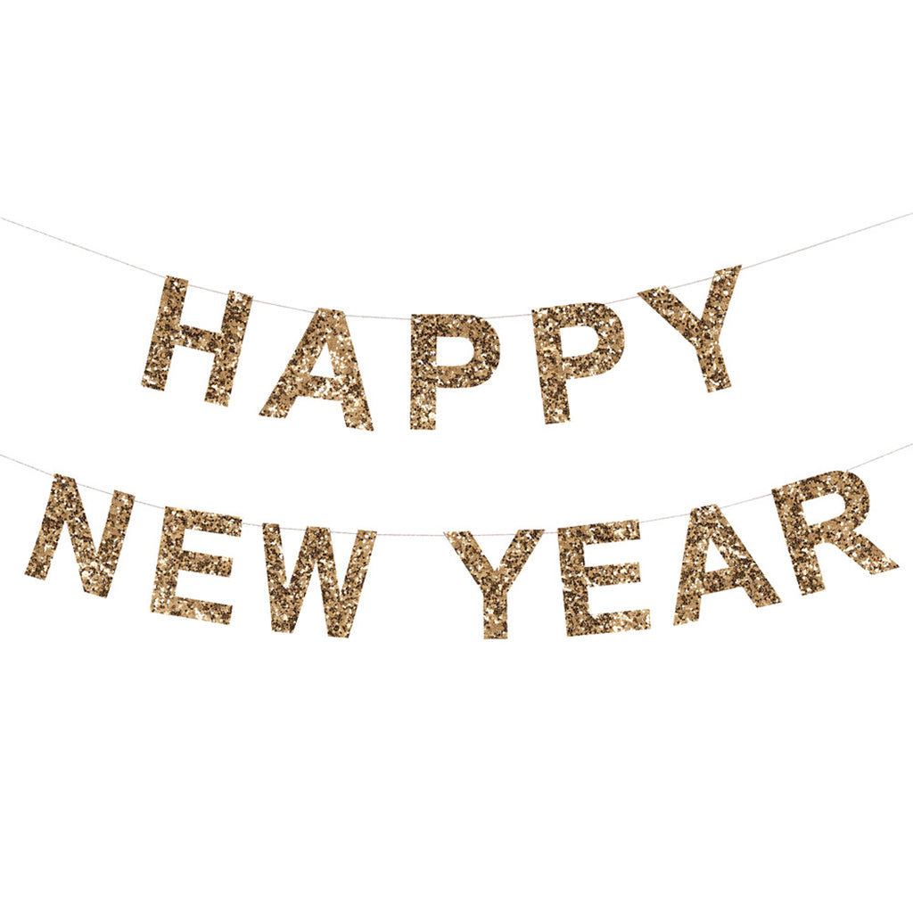 Meri Meri guirlande, Happy New Year i guld 2,1 meter