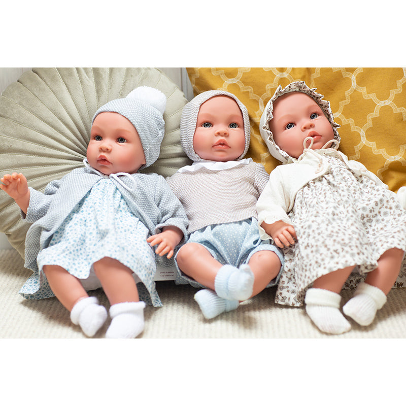 Así Leonora babydukke, 46 cm - Rosa mamelukker og beige genser