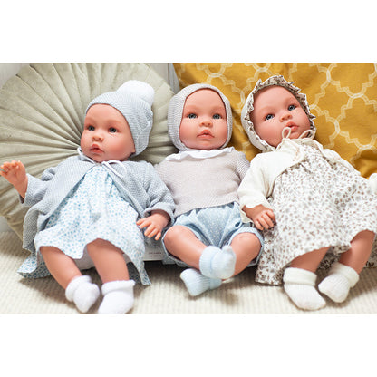 Así Leonora babydukke, 46 cm - Rosa mamelukker og beige genser