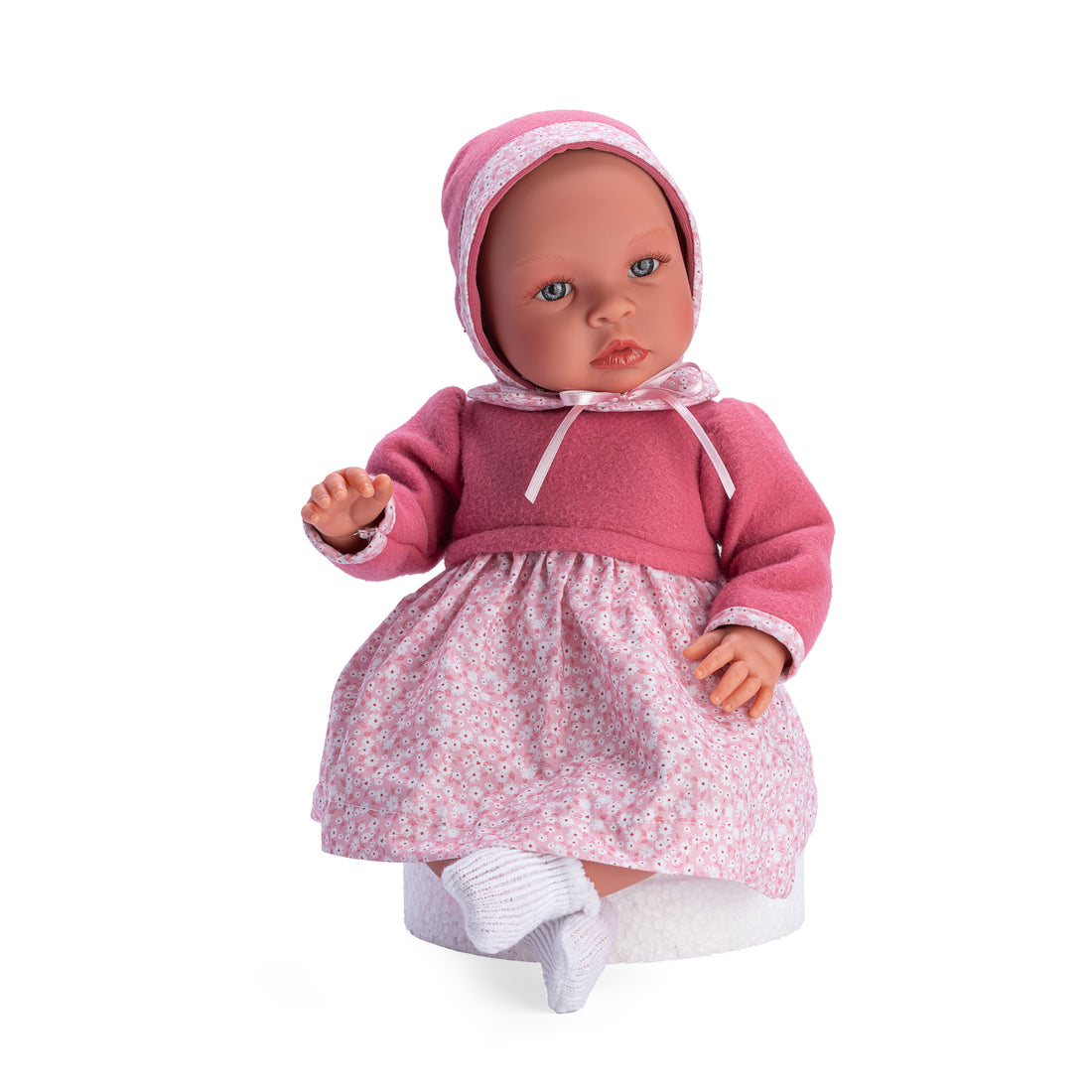 Así Leonora babydukke, 46 cm – Mørkrosa topp og kyse